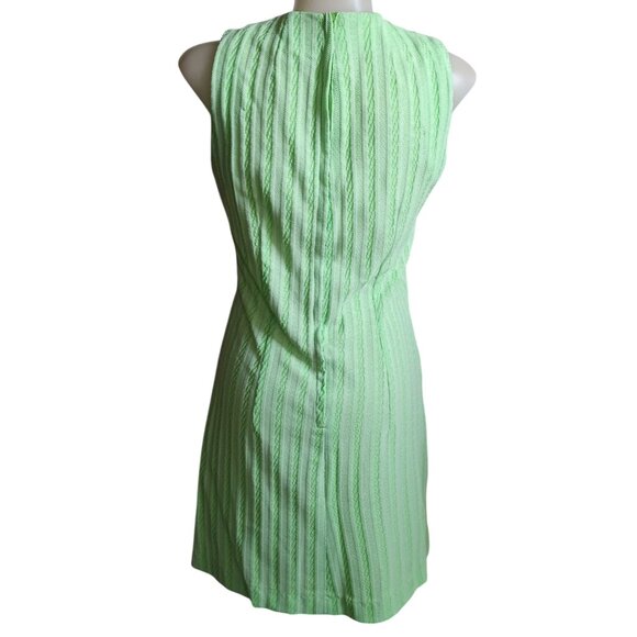 1Of1 Women's 8/10 Vintage Dress Sleeveless Lime Green Knit Texture 70's Handmade - Picture 6 of 7